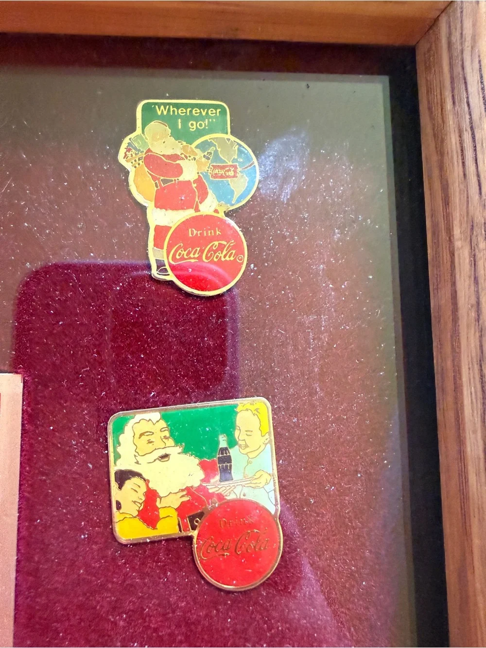 Coca-Cola Holiday Pin Tribute Display in Red and Gold